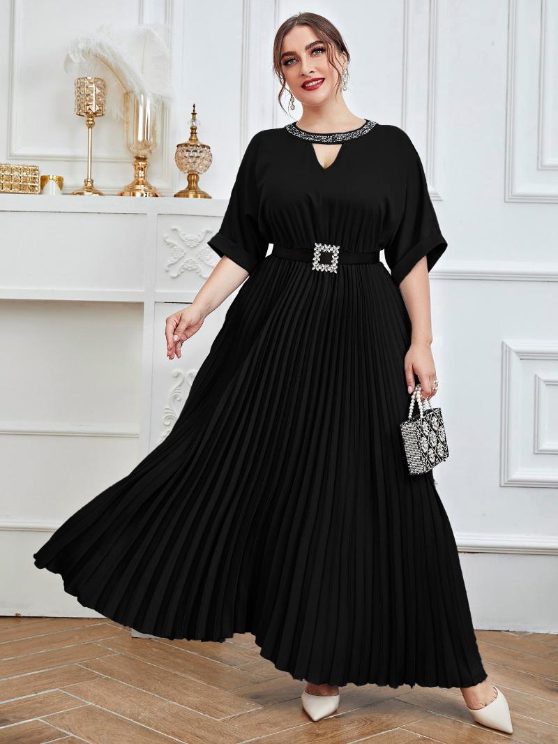 Plus Size Dresses Chic And Elegant Women Dress Haft Long Sleeves With Belt Maxi Draped Noble Clothing For Evening Party FestivalPlus, Black
Plus Size Dresses Chic And Elegant Women Dress Haft Long Sleeves With Belt Maxi Draped Noble Clothing For Evening Party FestivalPlus, Black