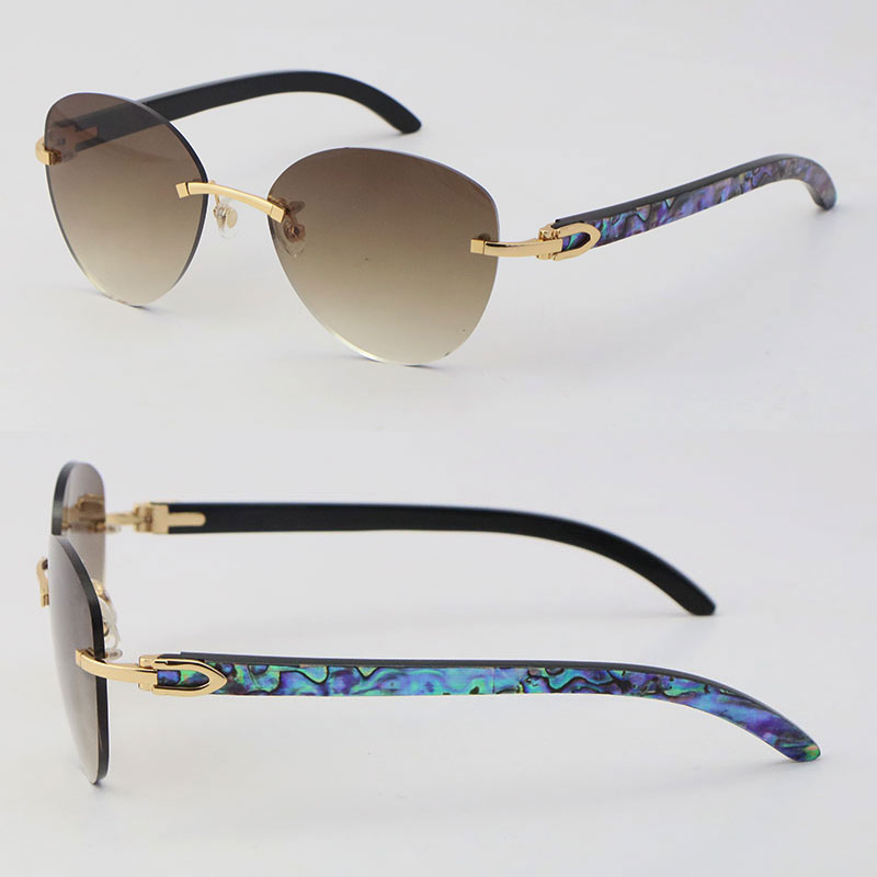 New Original Seashell Inside Black Buffalo Horn Sunglasses Luxury Metal Rimless Woman Design Butterfly Lens Large Sun glasses Man Frame and Box Size:60-18-140MM
New Original Seashell Inside Black Buffalo Horn Sunglasses Luxury Metal Rimless Woman Design Butterfly Lens Large Sun glasses Man Frame and Box Size:60-18-140MM