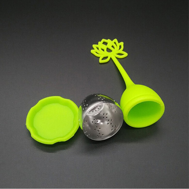 Lotus Shaped Tools Strainer Silicone Handle Stainless Steel Tea Infuser for Loose Teas Leaf or Herbal Free shipping