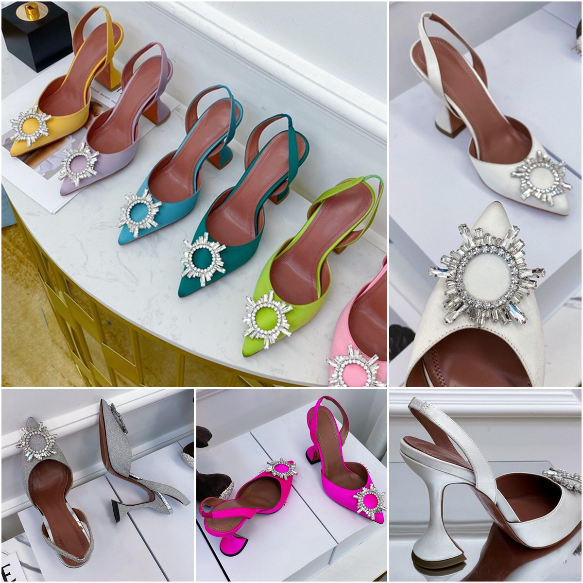 Sandal Fashion drill sunflower buckle heels luxury designer shoe Skin bottom Party Wedding Pointy real silk comfortable Women shoes Crystal buckle pointed toesl, #1 
Sandal Fashion drill sunflower buckle heels luxury designer shoe Skin bottom Party Wedding Pointy real silk comfortable Women shoes Crystal buckle pointed toesl, #1