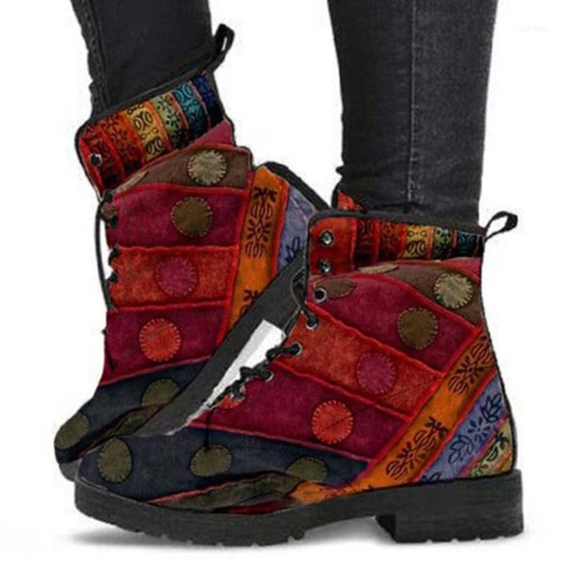 Boots Ins Girls Ankle Colorful Pentagram Low Heel Women Classic Fashion Stylish Casual Lace Up Shoes Woman