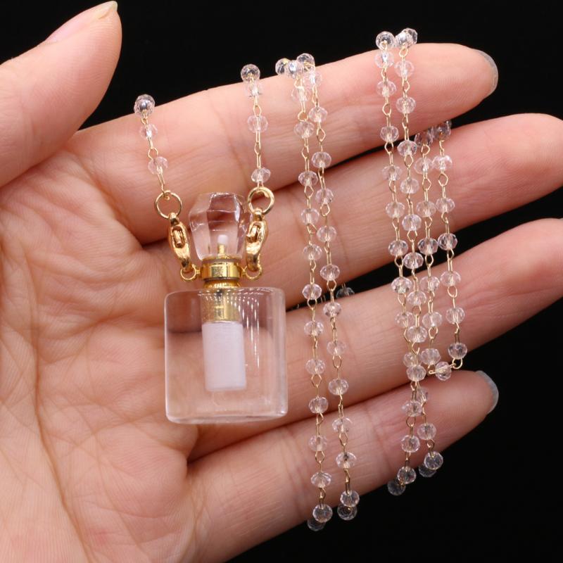 Pendant Necklaces Natural Clear Quartz Perfume Bottle Charms Healing Crystal Beads Chain Essential Oil Vial Necklace Women Charm JewelryPend
Pendant Necklaces Natural Clear Quartz Perfume Bottle Charms Healing Crystal Beads Chain Essential Oil Vial Necklace Women Charm JewelryPend