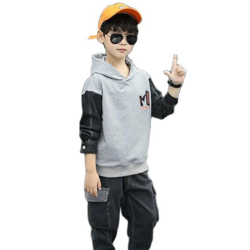 Clothing Sets Spring & Autumn Denim Boy 2022 Korean Version Fashion Hooded Patchwork Cowboy Two-Piece Casual Children's ClothingClot, Black
Clothing Sets Spring & Autumn Denim Boy 2022 Korean Version Fashion Hooded Patchwork Cowboy Two-Piece Casual Children's ClothingClot, Black
