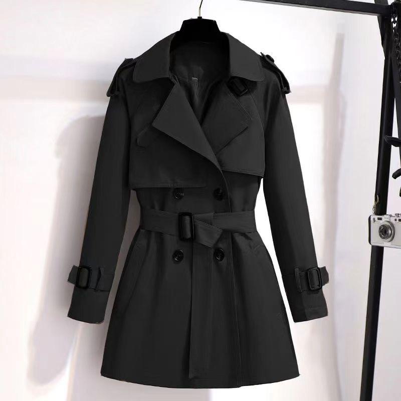 Women's Trench Coats Autumn Winter Elegant Women Double Breasted Solid Coat Vintage Turn-Down Collar Loose With Belt 3XL