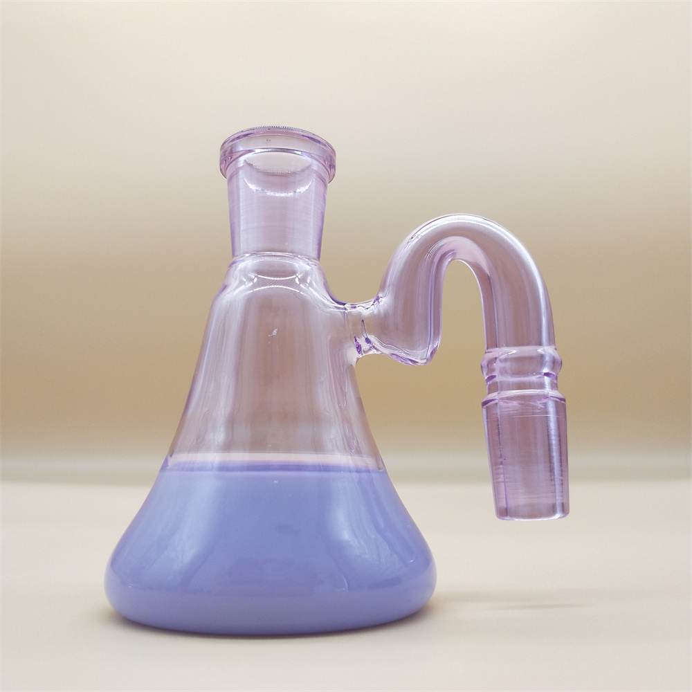90 Degress Purple Glass Bong Ash Catcher Bowl Bubbler For Tornado Hookah Joint Size 14mm 18mm Male Percolator Downstem With Fixed Tube Oil Dab Rig Smoke Accessory
