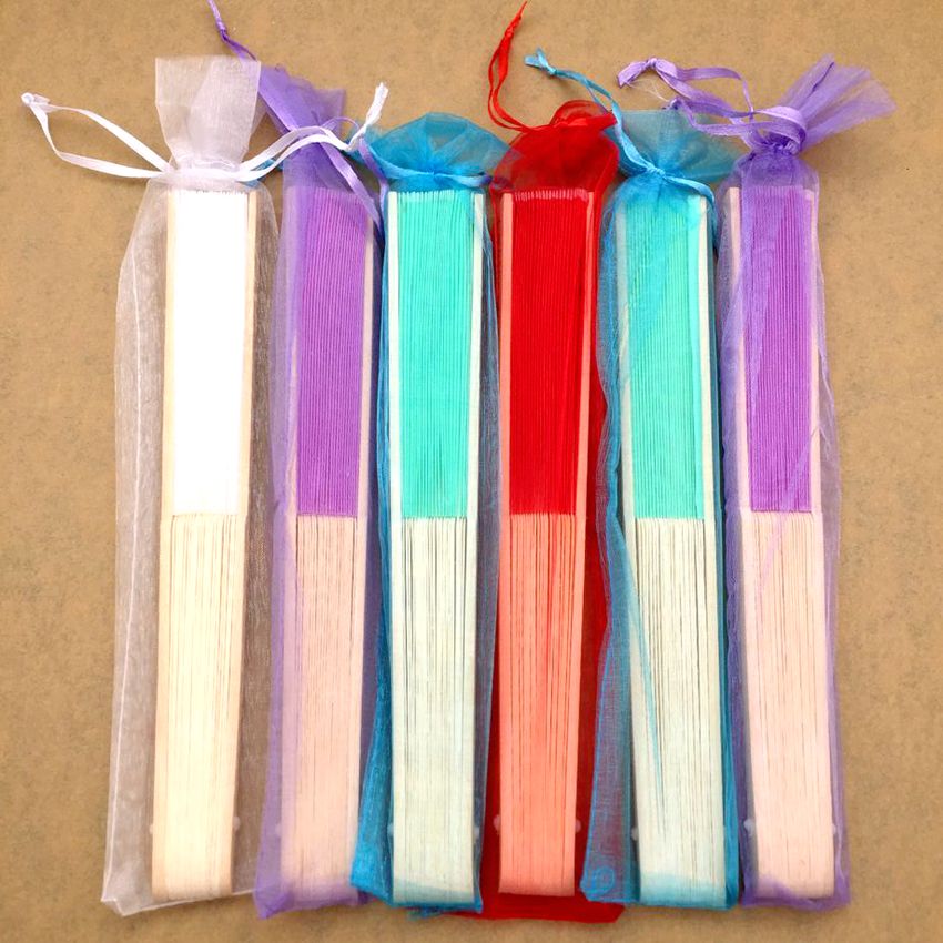 40 pcs/lot Personalized Print Engrave Wedding Favor Silk Fan Customized Name Cloth Hand Fan Gift