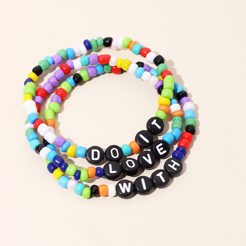 Colorful Candy Color Glass Beads Strands Bracelet DO IT Love Bangle Jewelry