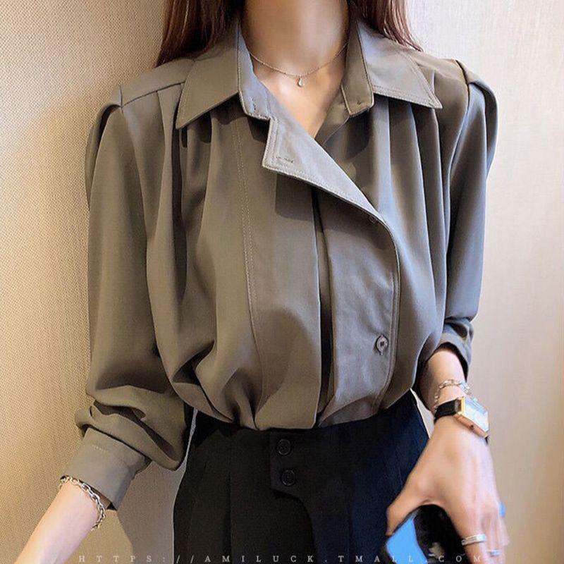 Women's Blouses & Shirts Women Korean Solid Color Loosen Vintage Tops Lapel Single Breasted Shirt OL Formal White High Quality Blouse Fashio
Women's Blouses & Shirts Women Korean Solid Color Loosen Vintage Tops Lapel Single Breasted Shirt OL Formal White High Quality Blouse Fashio
