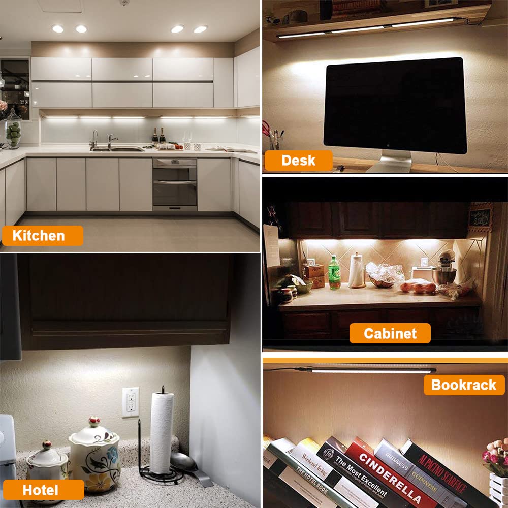 CNSUNWAY LED Cabinet Lights Kit Plug in Corded 12V LED Under Cabinets Lighting Dimmable with Switch for Kitchen Shelf Counter 12 Inches 5000K Daylight