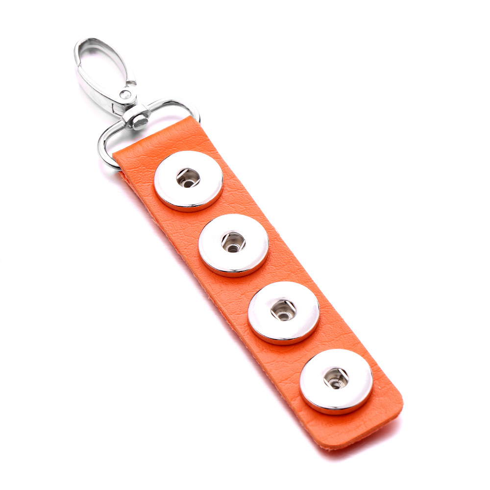 Snap Key Chain For Keyring Women PU Leather Keychain Bag Pendant Fit 18/20mm Button Snap Jewelry