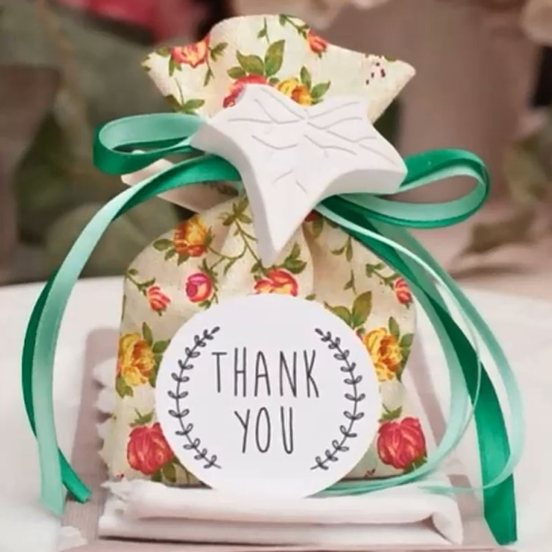 Rose Flower Linen Jewelry Gift Bag 9x12cm 10x15cm 13x17cm pack of 50 Birthday Party Wedding Drawstring Pouch sack