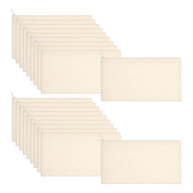 40 Pcs Canvas Pencil Pouch Zipper Makeup Bags Blank Craft DIY Multipurpose Toiletry Stationary Storage 220617, Beige
40 Pcs Canvas Pencil Pouch Zipper Makeup Bags Blank Craft DIY Multipurpose Toiletry Stationary Storage 220617, Beige