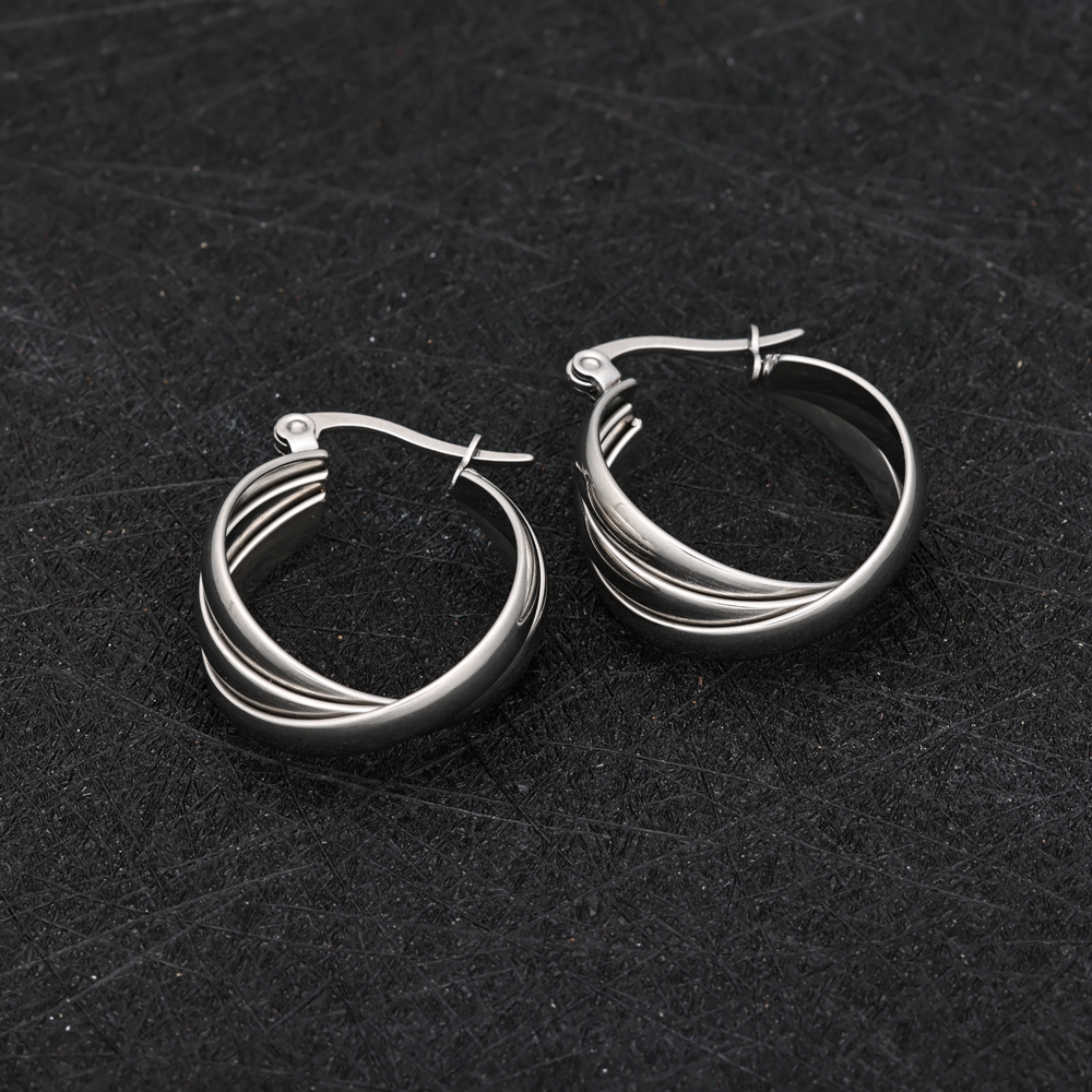 & Hie Triple Laywer Hoop Earrings for Women Ladies Gift Jewelry With Engraved