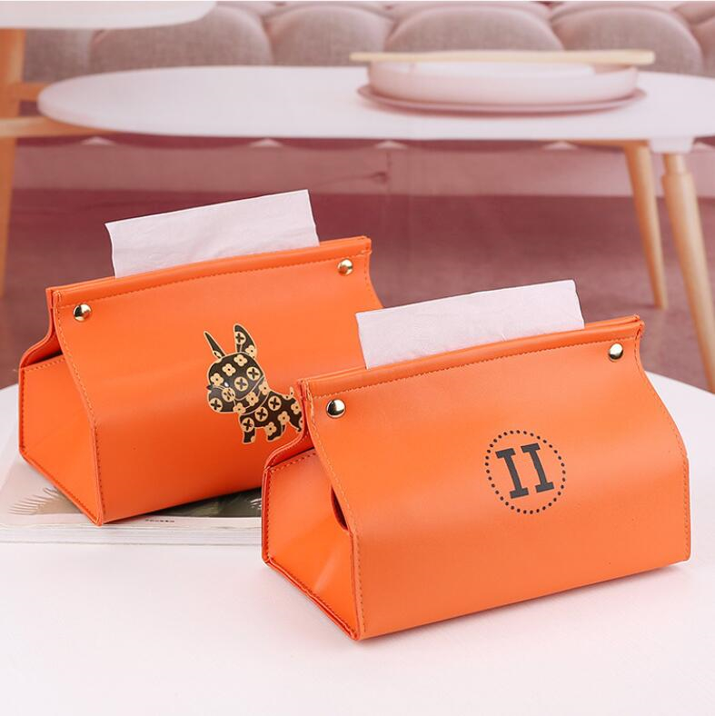 

Delicate Designer Napkin BOX Tissue Boxes Fashion Casual Home Table Decoration Napkins Holder Tissues Box Toilet Paper Dispenser Car Deco Comestic Bag FP2562