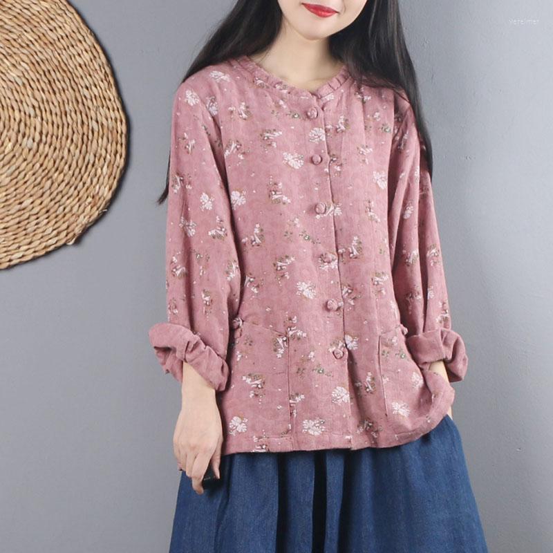 Women's Blouses & Shirts Chinese Style Plate Buckle Cotton And Linen Women Blouse Spring Autumn Floral Printed Bat-sleeved Tops ShirtWomen's, Pink
Women's Blouses & Shirts Chinese Style Plate Buckle Cotton And Linen Women Blouse Spring Autumn Floral Printed Bat-sleeved Tops ShirtWomen's, Pink
