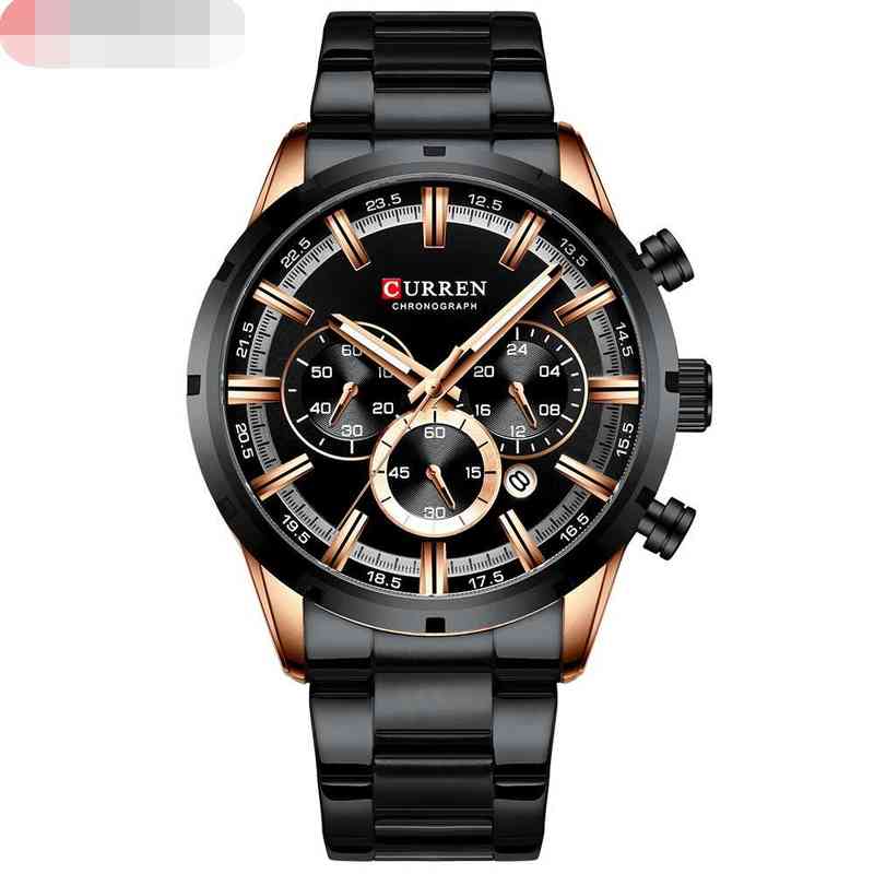 huiya06 Black Beauty Waterproof Quality Men's Sports Watch Steel Strap