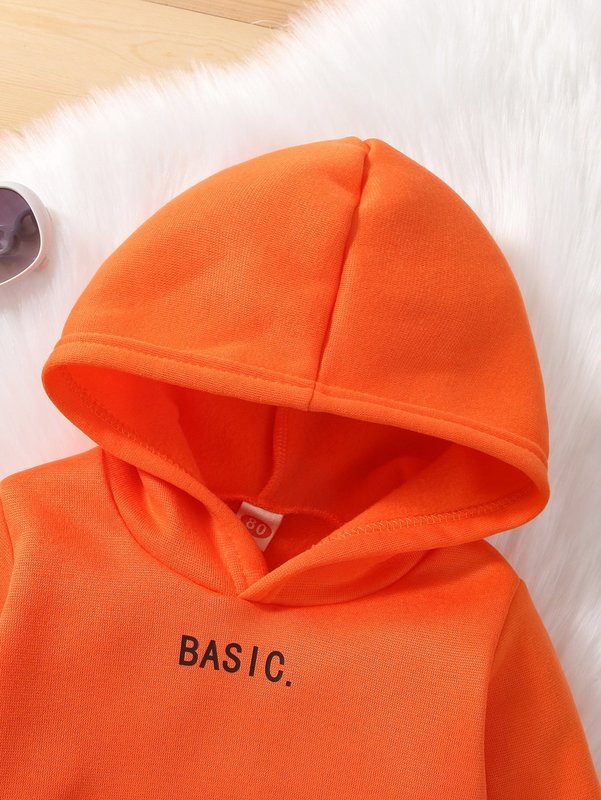 Baby Letter Graphic Kangaroo Pocket Thermal Hoodie SHE