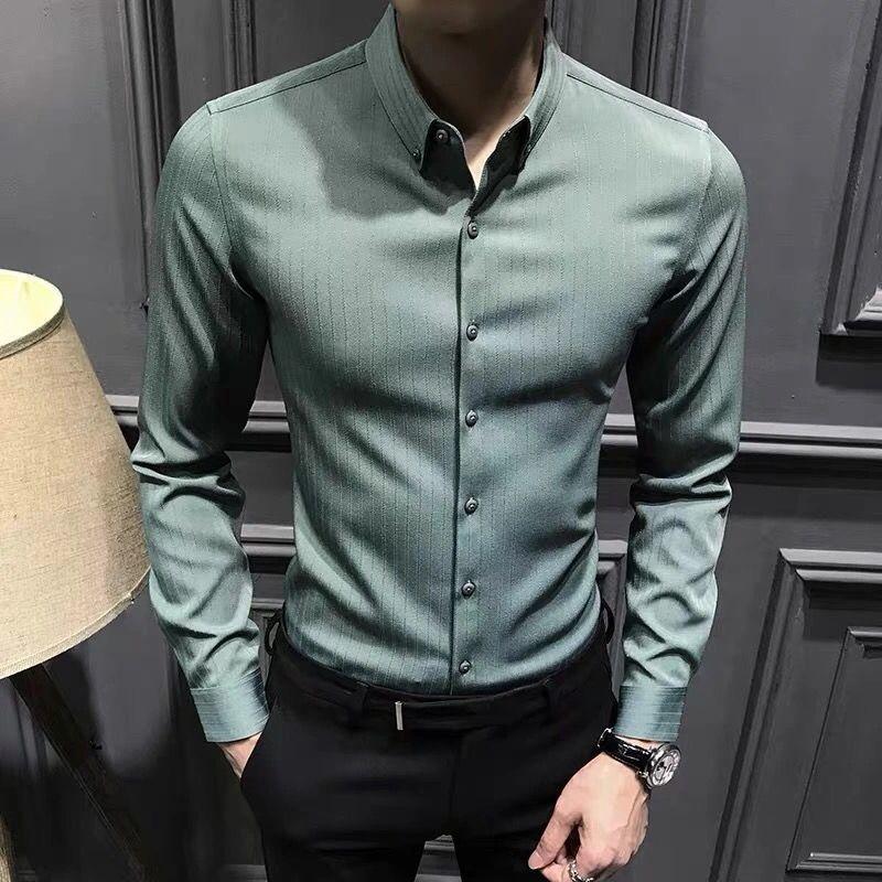 Men's Dress Shirts Men Fashion Long Sleeve Blouses Male Solid Color Slim Fit Social Casual Business O317, Black
Men's Dress Shirts Men Fashion Long Sleeve Blouses Male Solid Color Slim Fit Social Casual Business O317, Black