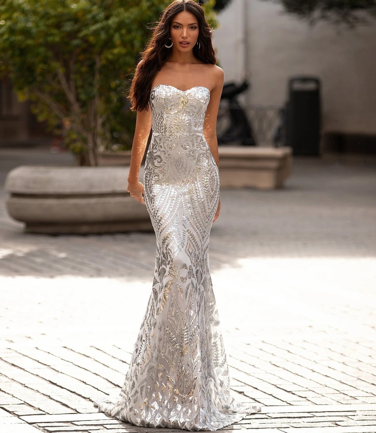 Fashion Gray /Navy Blue Mermaid Long Evening Dresses 2022 Strapless Bling Sequine Prom Party Gown Slim Fit Lovely Banquet Women Vestidos Fiesta Robe D