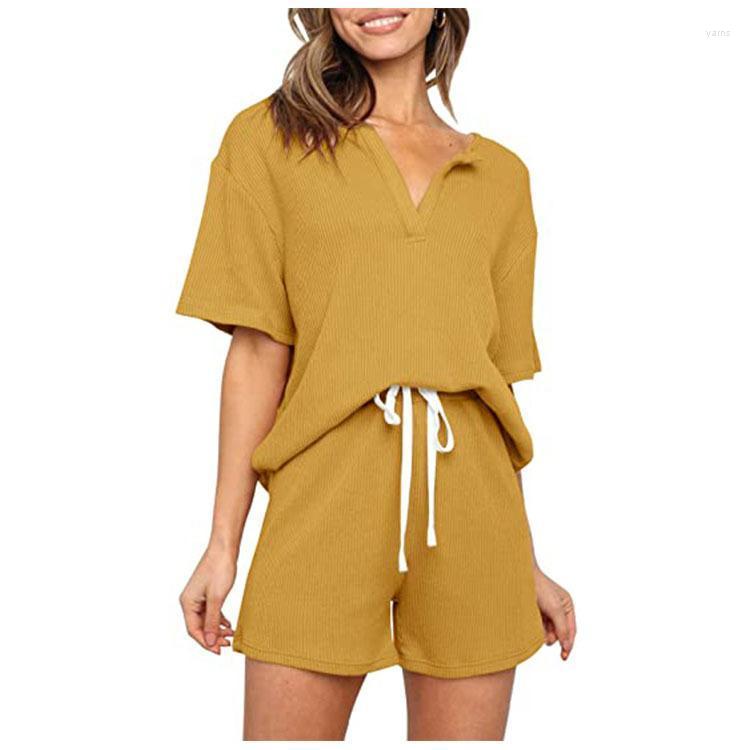 Summer Women' Thread Fabric V-neck Top Shorts Sets Casual Loose Short Sleeve T-Shirts And Tracksuits Women Suits, Black
Summer Women' Thread Fabric V-neck Top Shorts Sets Casual Loose Short Sleeve T-Shirts And Tracksuits Women Suits, Black