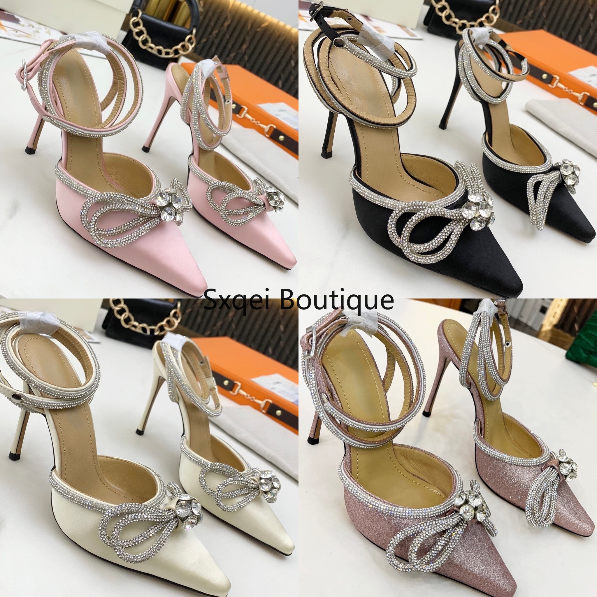 2022 Rhinestones Women Pumps Crystal Bowknot Satin Summer Lady Shoes For Women Genuine Leather High Heels Party Prom Shoes For Lady, Extra shoes box 
2022 Rhinestones Women Pumps Crystal Bowknot Satin Summer Lady Shoes For Women Genuine Leather High Heels Party Prom Shoes For Lady, Extra shoes box