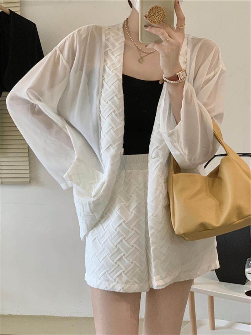 Women's Tracksuits Alien Kitty Cardigan Women Coats Solid Loose Slim Shorts Stylish Two Pieces Sets Office Lady Summer High Street Casual Ch, White
Women's Tracksuits Alien Kitty Cardigan Women Coats Solid Loose Slim Shorts Stylish Two Pieces Sets Office Lady Summer High Street Casual Ch, White