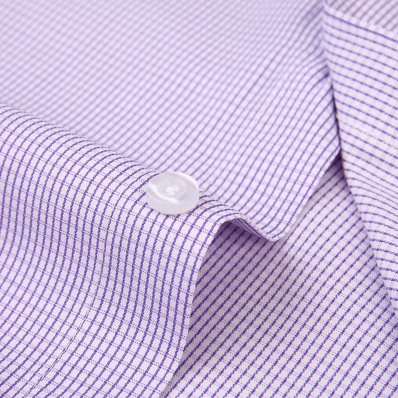 High Quality Men Dress Casual Plaid Stripe Long Sleeved Shirt Male Regular Fit Blue Purple 4XL 5XL 6XL 7XL 8XL Plus Size Shirts 220322
