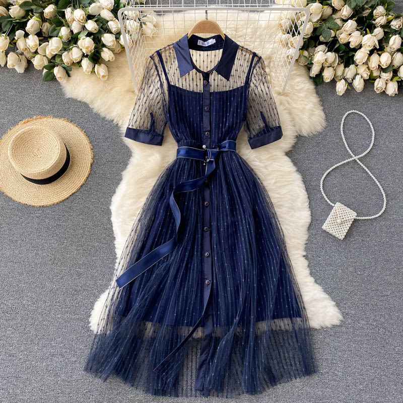 Summer Mesh Vintage Bandage Long Dress Women Short Sleeve Single Breasted Casual Dress Elegant Evening Party Robe Longue Dresses 2022, Same as picture
Summer Mesh Vintage Bandage Long Dress Women Short Sleeve Single Breasted Casual Dress Elegant Evening Party Robe Longue Dresses 2022, Same as picture