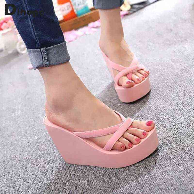 Fashion Slippers Women Platform Sandals High Heels Sandals Summer Women Shoes Beach Flip Flops Solid Slides 2022 Slippers Women Y220412