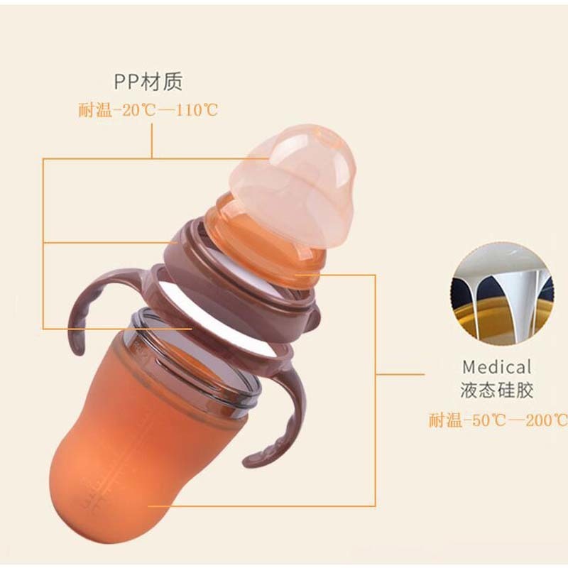 150ML 240ML Baby Silicone Milk Feeding Bottle BPA Free Wide Mouth Anti-fall Bottle Soft Baby Larger Feeding Bottle 220512