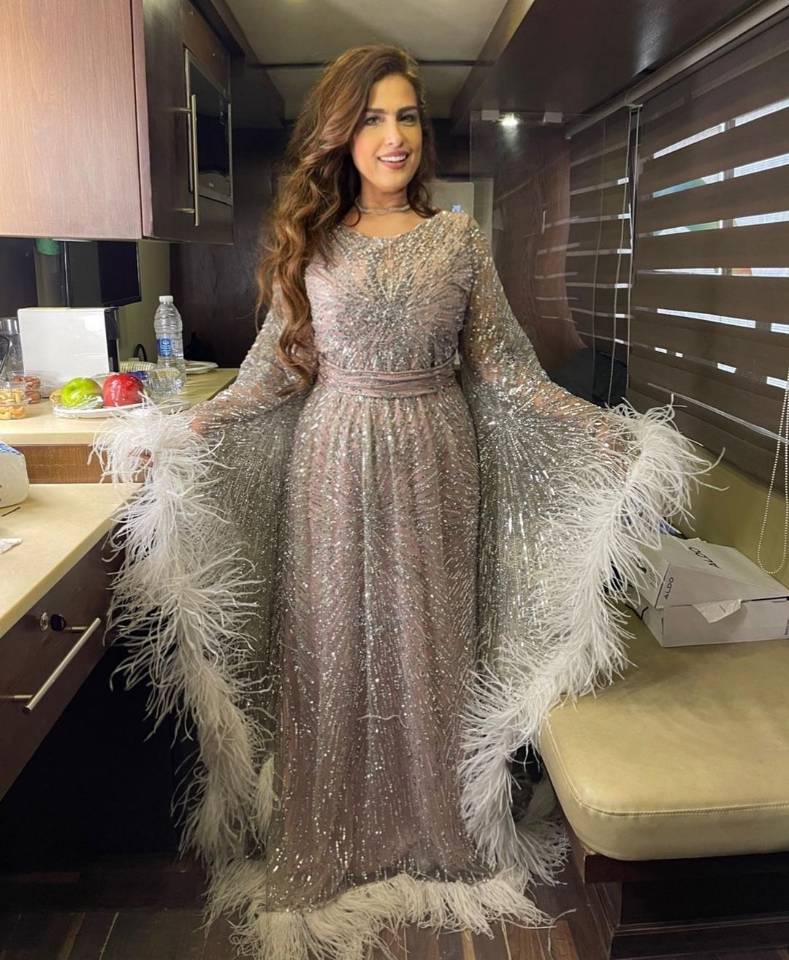 Elegant Feather Evening Dress Full Sleeve Sequined Beaded Dubai Women Sparkly Wear Custom Made Party Plus Size Prom Formal Gowns