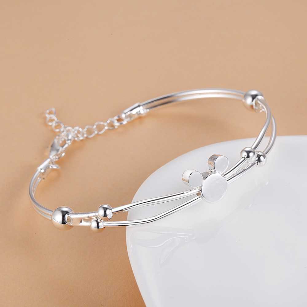 New 925 Silver Bracelets Hot For Women Fine Small Bangle Adjustable Jewelry Fashion Wedding Party Christmas Gift