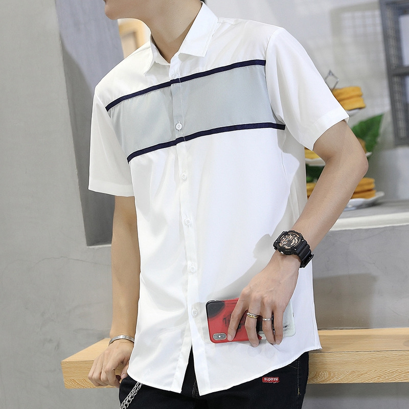 Summer thin style short-sleeved shirt male han edition easing trend handsome coat wind 220322