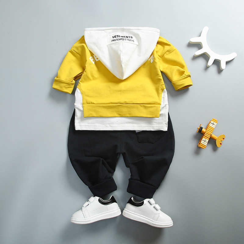 Baby Boys 2pc Toddler Clothes Letter Long sleeves Hooded Coat T Shirt Pants Sets