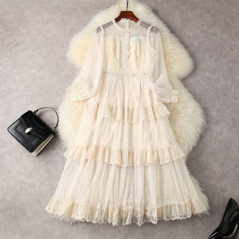 2022 Spring Summer Long Sleeve Round Neck Black / Beige Floral Sheer Tulle Tiered Panelled Mid-Calf Dress Elegant Casual Dresses 22M253034
2022 Spring Summer Long Sleeve Round Neck Black / Beige Floral Sheer Tulle Tiered Panelled Mid-Calf Dress Elegant Casual Dresses 22M253034