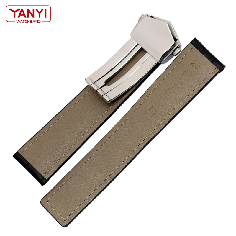 Genuine leather bracelet 19mm 20mm 22m for tag heuer watchband men wristwatches band accessories fold buckle leather watch strap 220620