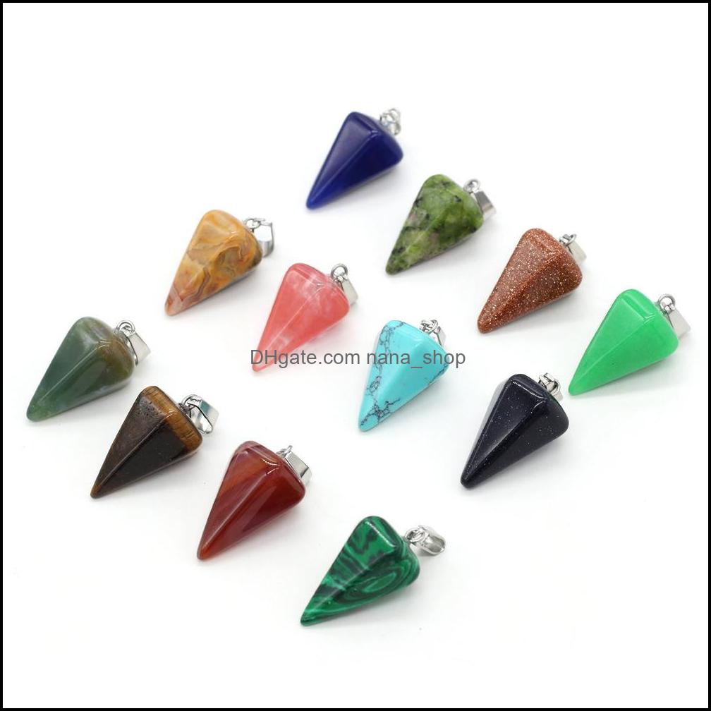 Charms Chakra Natural Stone Cone Shape Pendum Rose Quartz Lapis Lazi Turquoise Opal Pendant Diy For Necklace Earri Nanashop Dhrmq
Charms Chakra Natural Stone Cone Shape Pendum Rose Quartz Lapis Lazi Turquoise Opal Pendant Diy For Necklace Earri Nanashop Dhrmq