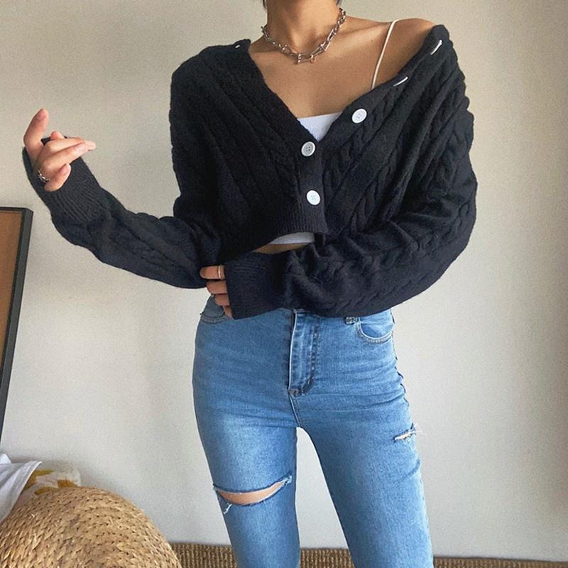 Women's Knits & Tees Crop Single Breasted Streetwear Casual Autumn Winter Solid Sweater Women Korean Long Sleeve Knitted CardiganWomen's, Black
Women's Knits & Tees Crop Single Breasted Streetwear Casual Autumn Winter Solid Sweater Women Korean Long Sleeve Knitted CardiganWomen's, Black