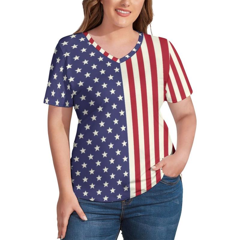 Women's Plus Size T-Shirt American Flag Patriotic T Shirts Two Tone Stars Print V Neck Casual Shirt Aesthetic Tshirt Beach Graphic Clothes 4, Style-12
Women's Plus Size T-Shirt American Flag Patriotic T Shirts Two Tone Stars Print V Neck Casual Shirt Aesthetic Tshirt Beach Graphic Clothes 4, Style-12