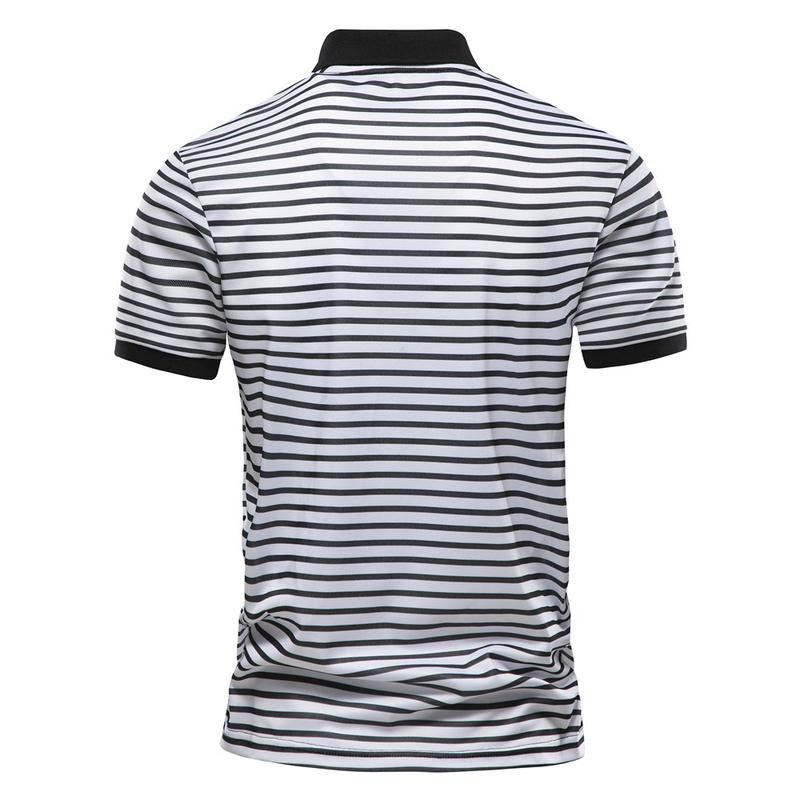 AIOPESON Spring Summer Short Sleeve Mens Polos Black and White Stripes Polo Men Social Business Casual Mens Clothes 220704