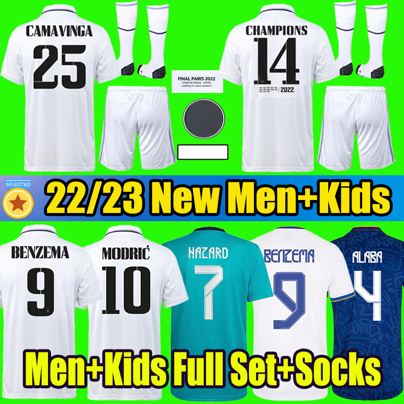 Full Sets BENZEMA Soccer Jersey 21 22 23 Football Shirts VINI JR CAMAVINGA ALABA HAZARD ASENSIO MODRIC MARCELO KROOS REAL MADRIDS Men Kids Kit 2022 2023 Uniforms, Fans 21-22 home with patch
Full Sets BENZEMA Soccer Jersey 21 22 23 Football Shirts VINI JR CAMAVINGA ALABA HAZARD ASENSIO MODRIC MARCELO KROOS REAL MADRIDS Men Kids Kit 2022 2023 Uniforms, Fans 21-22 home with patch