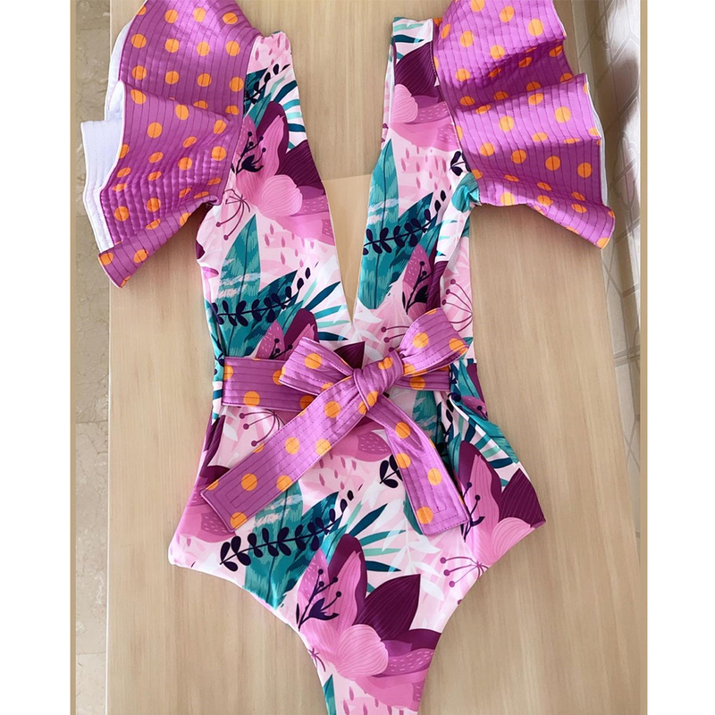 Sexy Swimsuit Women Swimwear Push Up Monokini Ruffle Swim Suit Bathing Suit Summer Beach Wear Female 220505