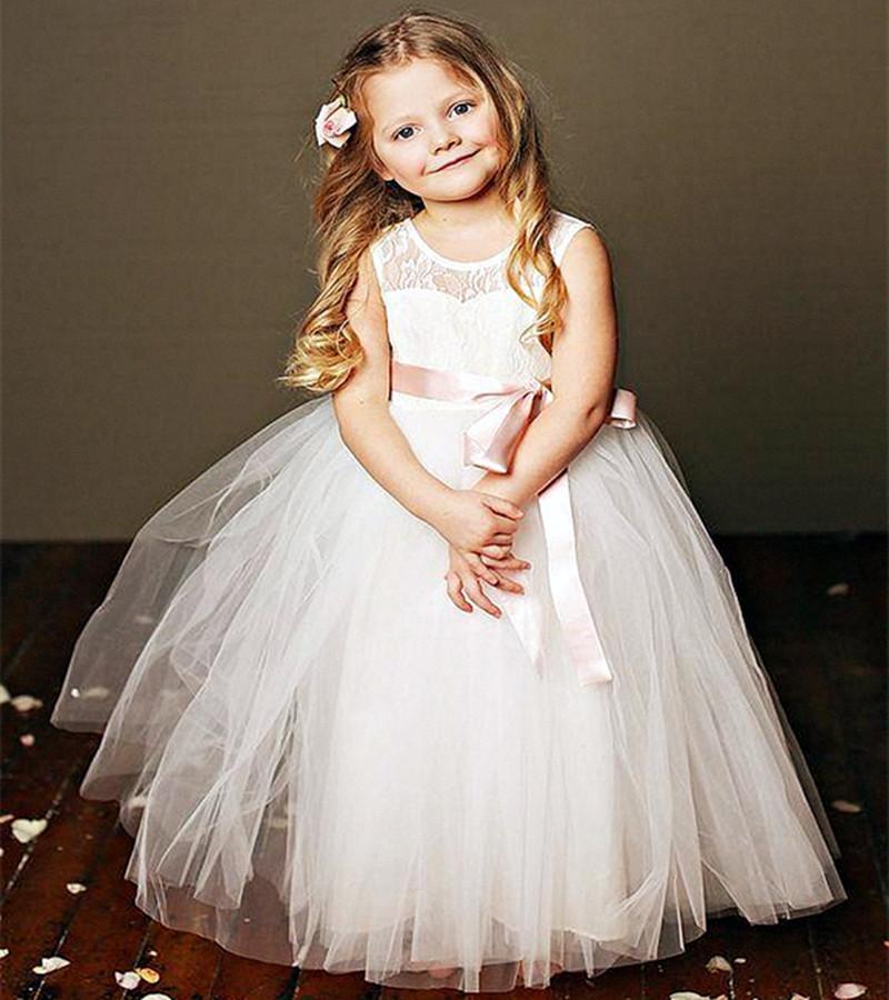Girl's Dresses Vestido Champanhe Vintage Flor Menina Vestidos Para Casamentos Feito Sob Encomenda Princesa Apliques Renda Infantil Primeira