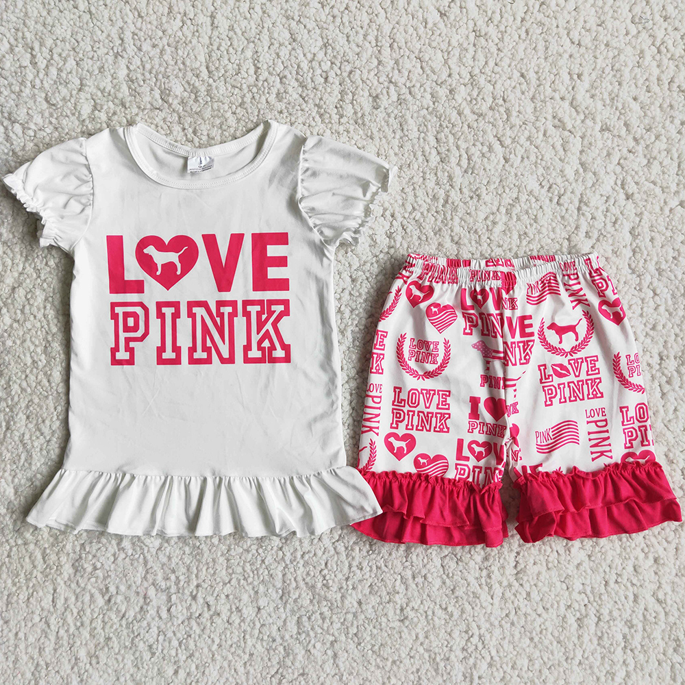 New Fashion Kids Designer Clothes Girl Summer Set Love Boutique Girl Clothing Toddler Baby Outfits Short Sleeve T-shirt Ruffle Shorts Wholesale Children Outfit, As picture
New Fashion Kids Designer Clothes Girl Summer Set Love Boutique Girl Clothing Toddler Baby Outfits Short Sleeve T-shirt Ruffle Shorts Wholesale Children Outfit, As picture