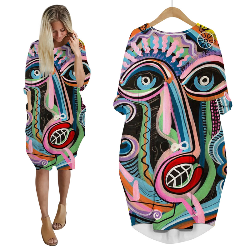 Fashion Polynesian Tiare Flower Dress 3D Printed Long Sleeve Streetwear Harajuku Female Casual Style Women Pocket Dresses W220616