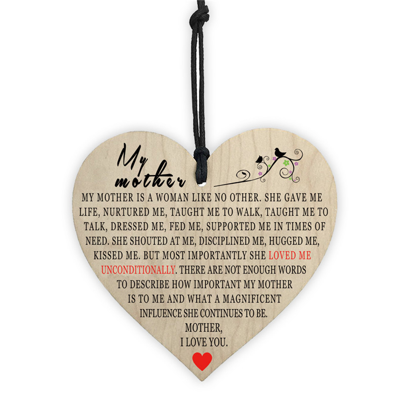 Handmade Wooden Heart Shaped Hanging Gift Plaque Pendant Family Friendship Love Sign Wine Tags Christmas Tree Small Hanging hearts Decor W0