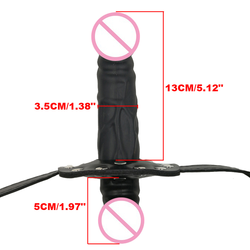 camaTech Silicone Double-Ended Dildos Gag Strap On Open Mouth Dong Plug With Locking Buckles Leather Harness Bondage For Couples 220411