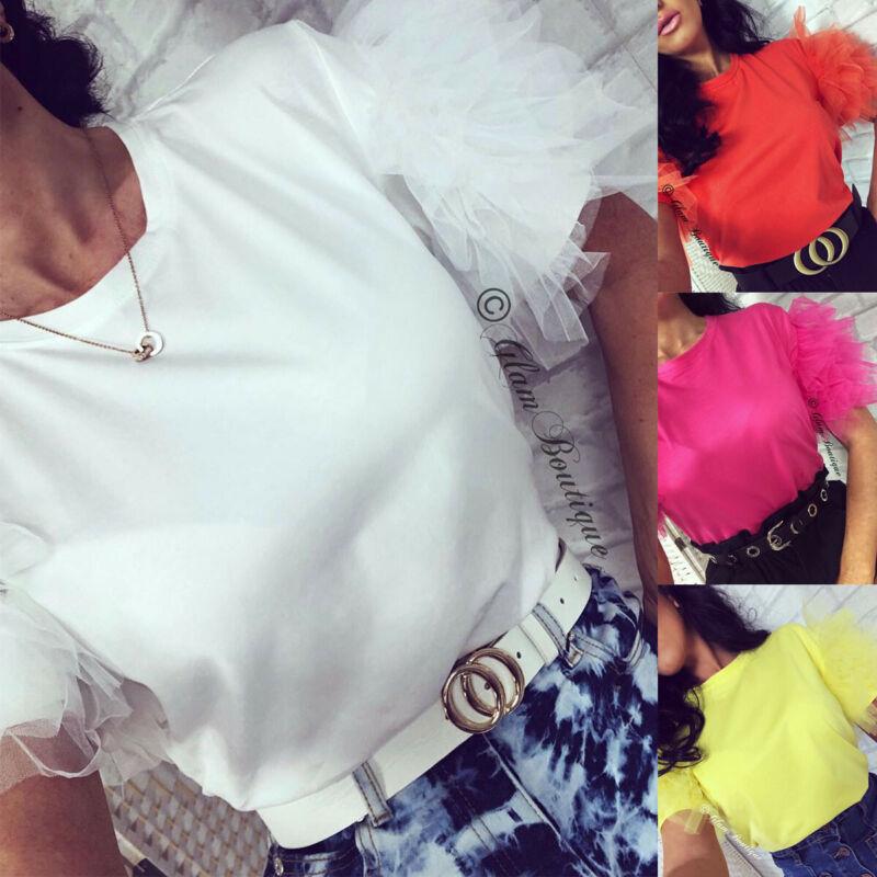 Women' Blouses & Shirts Fashion Women Tulle Ruffle Short Sleeve Shirt Tops Female Ladies Summer Casual O Neck Blouse, Orange
Women' Blouses & Shirts Fashion Women Tulle Ruffle Short Sleeve Shirt Tops Female Ladies Summer Casual O Neck Blouse, Orange
