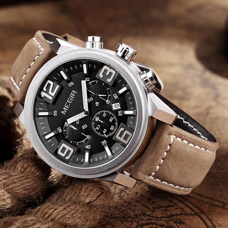 Wristwatches Fashion Brown Leather Calendar Luminous Quartz Men Watches Sports Waterproof Chronograph Watch Relogio Masculino 3010GWristwatc, Black
Wristwatches Fashion Brown Leather Calendar Luminous Quartz Men Watches Sports Waterproof Chronograph Watch Relogio Masculino 3010GWristwatc, Black