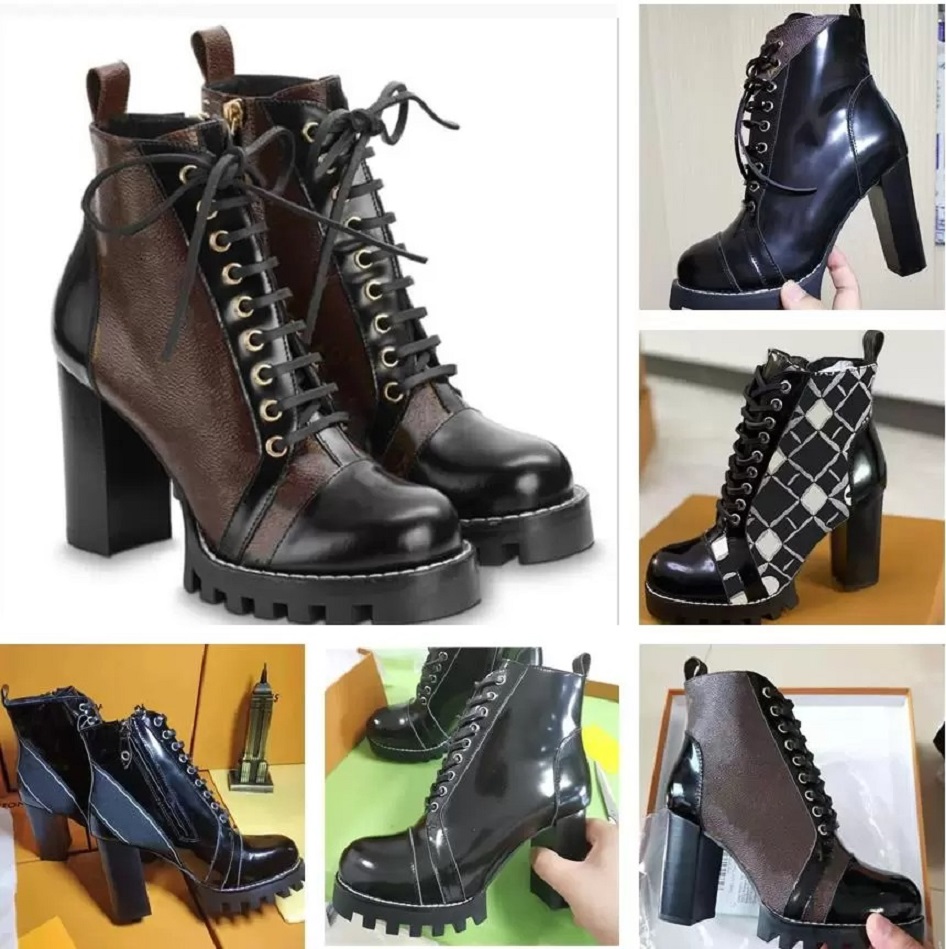 Women Star Trail Ankle Boots Side Zipper Letter Flower Printed Booties Designer Lady Lace Chunky Heel Rubber Outsole Leather Boot
Women Star Trail Ankle Boots Side Zipper Letter Flower Printed Booties Designer Lady Lace Chunky Heel Rubber Outsole Leather Boot
